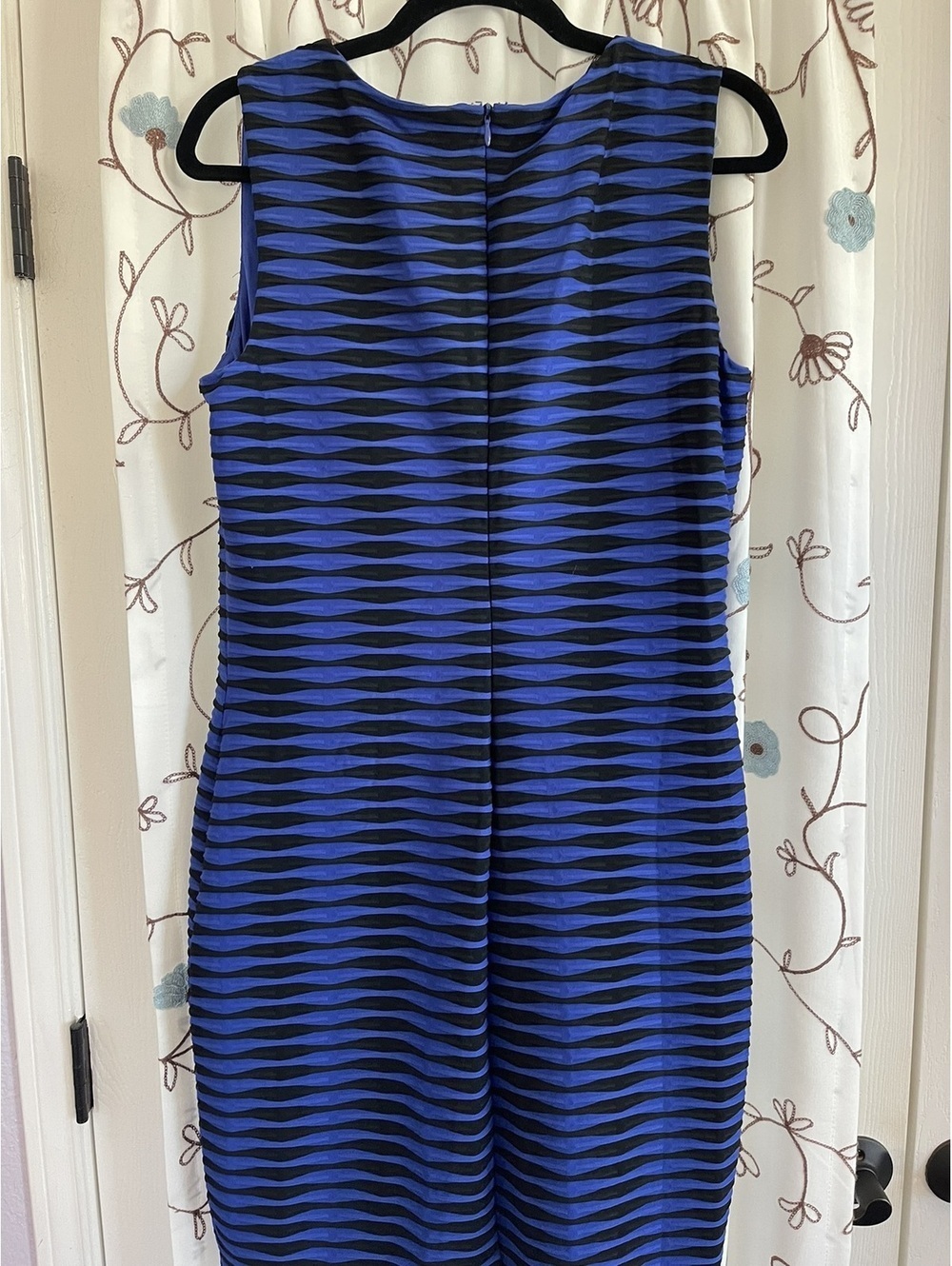 Calvin Klein | Sz 12 | Royal blue & black striped sheath dress - Picture 4 of 6